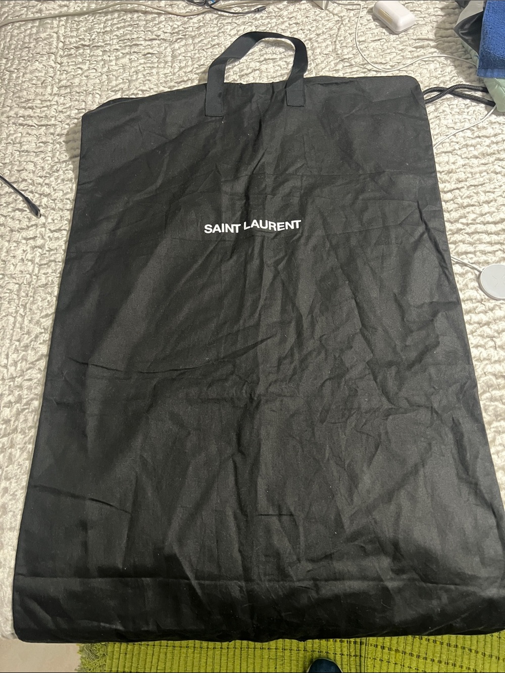 Saint Laurent Black Canvas Garment Bag with White Logo
